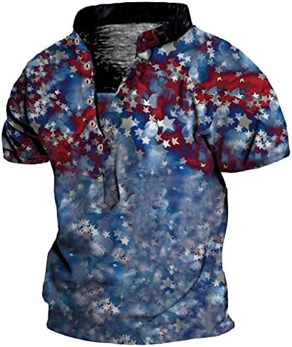 Руируилико Менс патриотски маички 4 -ти јули Америка знаме 2023 летни кратки ракави кошули удобни лабави вклопувани графички врвови