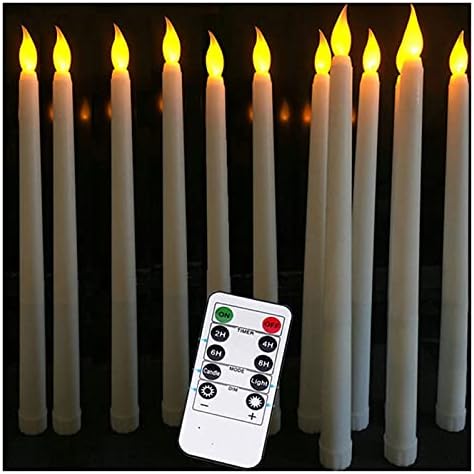 Ailidon AN914 пакет од 12 топло бело далечински далечински светлосни свеќи за LED, реалистични пластични пластични 11 инчи долги
