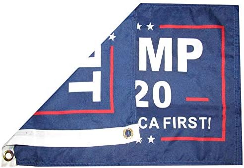 12x18 Трамп 2020 Чувајте го Американецот прв! Сино 100Д ткаени поли најлон знаме 12 x18 банер Громираат тешки работи