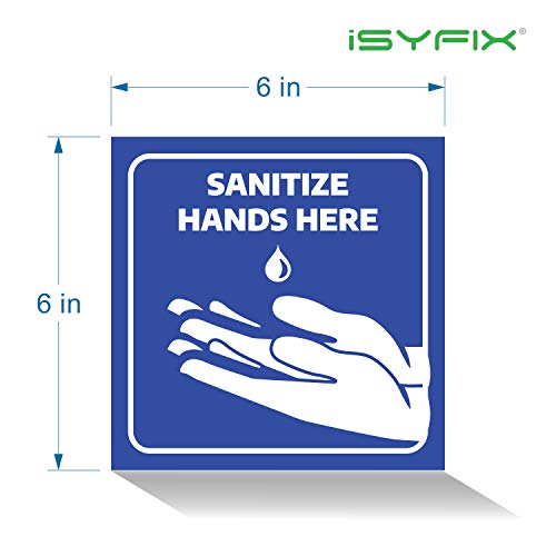 Антибактериски сапун ISYFIX/Санитирајте ги налепниците за знаци на рацете - 4 пакувања 6x6 инчи - само -лепете винил, етикети, ламинирани
