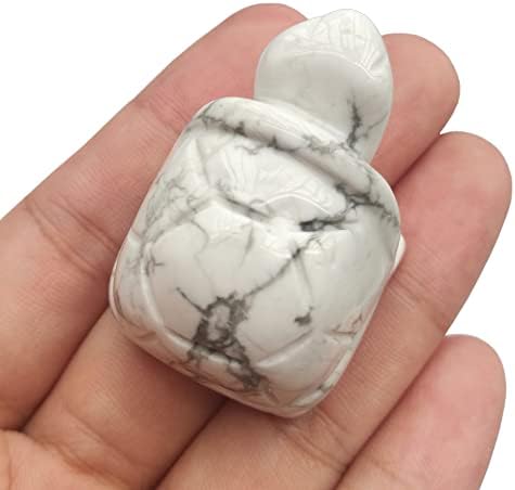 Bacatgem 1 парчиња бела врева тиркизна желка кристали и лековити камења, 1,5 рачна врежана животинска колекционерска скулптура Фенгшуи заздравувачки