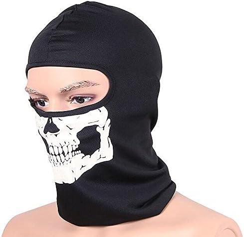 Aikuer Black Balaclava Ghosts Skull Full Face Mask, Windproof Ske Mask Maskcycle Maskcycle Masks Tactical Balaclava Hood For Mans indopeyените