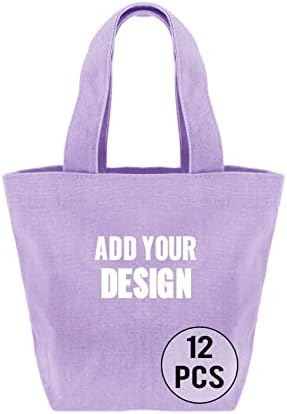 Toptie 12 пакет издржливо памучно платно торбички за студенти за намирници за намирници, DIY, промоција, -полови-виолетова