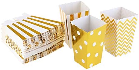 Doitool 50pcs злато мини хартија кутии за пуканки за забава, торби за пуканки за еднократна употреба, преклопни отворени пуканки