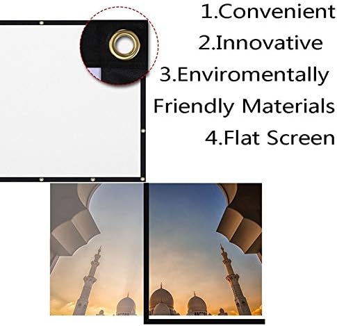 IULJH 100 инчен преклопен проектор на проекторот Белиот проекција Екран 3Д филм за кампување на отворено 16: 9 преносен 1 парчиња