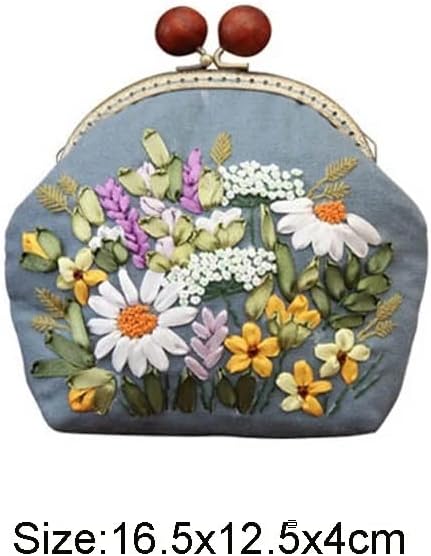 Комплет за везење на Renslat DIY на бакнеж торба за игличка со везници за везници за цвеќе печатено вкрстено бод сет рачно изработено занаетчиски