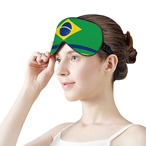 Бразилско знаме печати маска за очи за очи, блокирајќи ја маската за спиење со прилагодлива лента за работа за смена за спиење