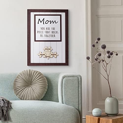 Веелу персонализирана wallидна уметност дома украс сопствено дрво Име за сложувалка Подарок за знак за подарок за мајки за мајки - мама ти си парчето што нè држи заед?
