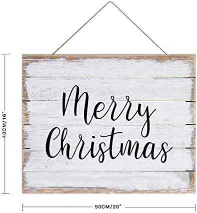 Среќен Божиќно дрво знак за охрабрување на плакета велејќи дрвен знак зимски wallид виси знак плакета 16x20in печатена висечка wallидна