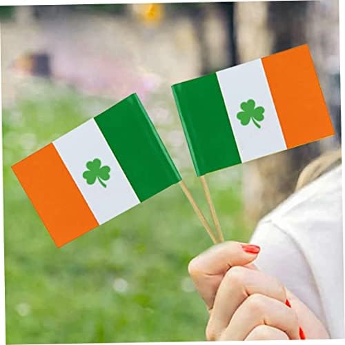 100 парчиња ирско знаме за заби чепкалка Шамрок торта коктел стап за стап за декор за торта