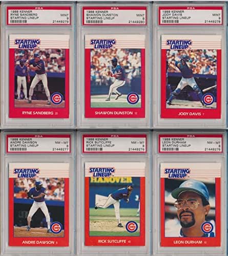 1988 KENNER SLU Почетна постава Чикаго Коцки Шест картички Оценети сет PSA 9 & PSA 8 - Бејзбол картички за дебитантски картички