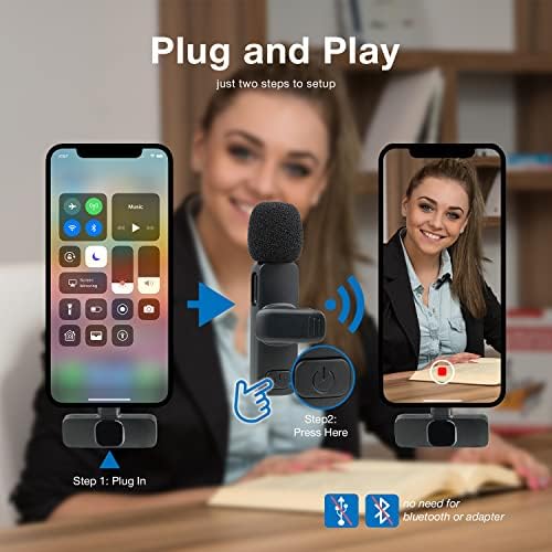 Ајехе Безжични Лавалиер Ревер Микрофони за iPhone/iPad, Приклучок&засилувач; Игра, Професионален Безжичен Микрофон За Снимање За Интервју