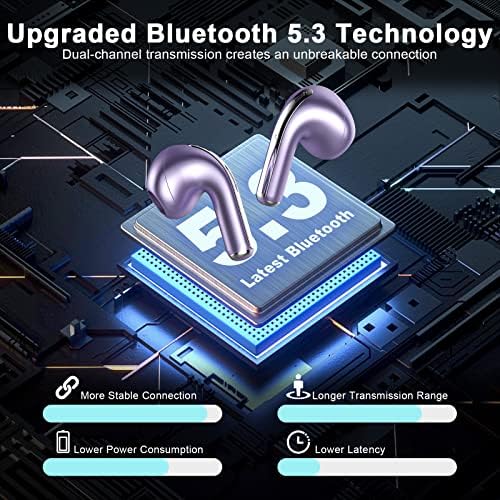 YHT Безжични Слушалки, Bluetooth 5.3 Слушалки со 4-Микрофони Јасен Повик И Enc Бучава Откажување, Bluetooth Слушалки Безжични Слушалки