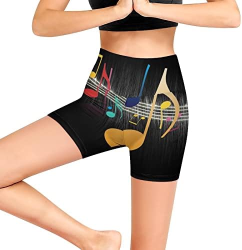 Музички белешки женски јога шорцеви со високи тренинзи за половината