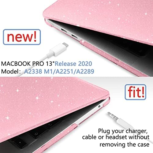 Случај Meegoodo за MacBook Pro 13 Inch Case со M2 CHIP 2022 2021 2020 Објавен A2338 M1 A2251 A2289, пластична тврда обвивка со тастатура и капакот на фотоапаратот компатибилен со MacBook Pro 13, сјајно роз?