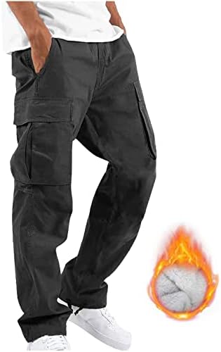 Машка зимска улица случајна спортска мулти џеб врзана цврста боја топла плишана ткаени карго панталони мажи тешки џемпери памук памук