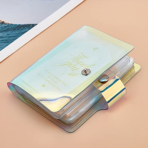 NiceNeeded 3 инчи 36 џебови мини фото албум, држач за картички со една рака на џебни картички, шарен ласер KPOP фото-картичка компатибилен со
