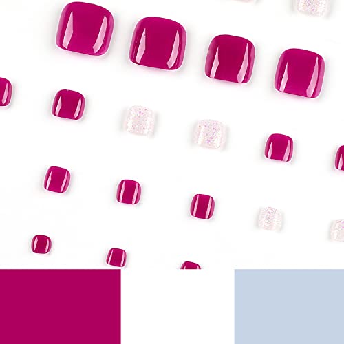 24 парчиња Притиснете На Ноктите На Нозете Кратки Лажни Нокти На Прстите Квадратни Врвови На Ноктите На Прстите На Прстите Розови