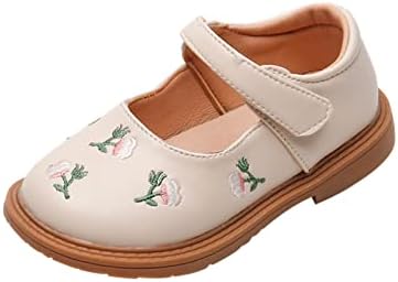 Девојки од кожен цвет везници Дизајн на меки тркалезни пети, рамни чевли (дете/мало дете/големи чевли за момчиња за мали деца