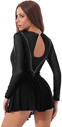 Feeshow Womenените фигури на уметничко лизгање, сјајни лиростични фустани современи танцови костуми униформи