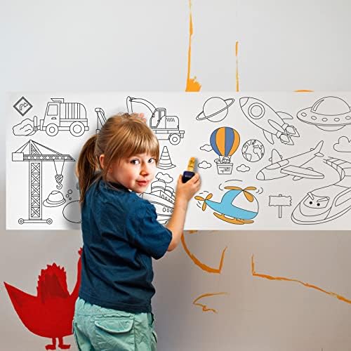 Ролна за цртање за деца, ролна хартија за цртање од 118 инчи за деца DIY сликарство и боење хартија Деца рано образование