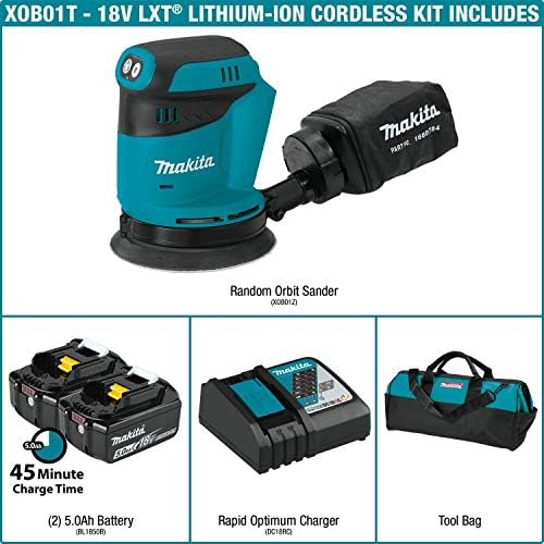 Makita XOB01T 18V LXT® литиум-јон безжичен 5 случаен орбит сандер-комплет