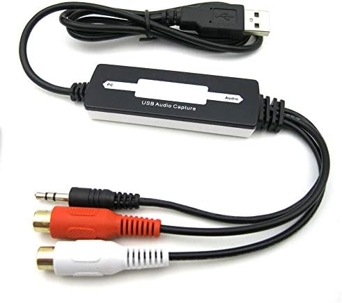 3,5 mm R/L RCA аудио во MP3 USB2.0 Адаптер за снимање на аудио, претворете ја аналогната аудио касета RCA. Винил Платенка до MP3 Зачувај во