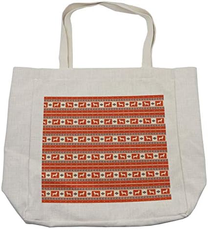 Етничка торба за етнички за купување, јужноамерикански традиционални украси со лама и народни мотиви, еко-пријателска торба