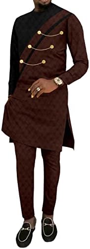 Африканска традиционална облека за мажи плус кошули и панталони со големина 2 парчиња поставени племенски облеки муслиманска облека