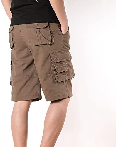Карго шорцеви мажи, машка обична средна половината исечени панталони Мулти џебови на отворено права нога шорцеви
