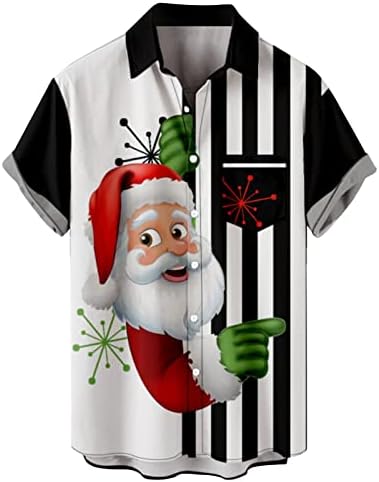 Божиќно копче Dsodan Down Down кошули за машки кратки ракави смешни Божиќ Дедо Мраз печати за печатење на куќички за забави за дизајн на кошула