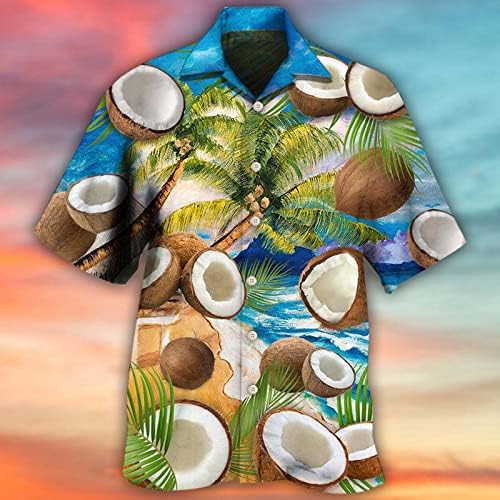 Кратки ракави на Хаваи за мажи 2023 година 3Д печатена кошула Тропски кратки ракави на плажа, случајно копче надолу од алоха кошула
