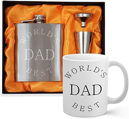 Комплет За Подароци За Најдобра Колба За Тато Во Светот - 7 мл Колба + Најдобар Татко На Светот - 11 мл Керамичка Кригла За Кафе