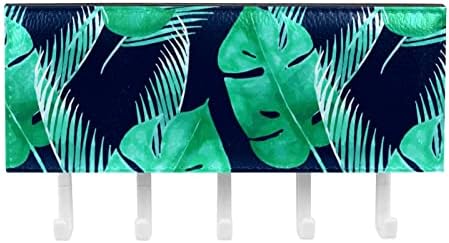 Тропски Зелен Лист Темносина Решетка Организатор со 5 Куки Ѕид Бања Кујна Полица Решетката Мултифункционален Полица За Складирање