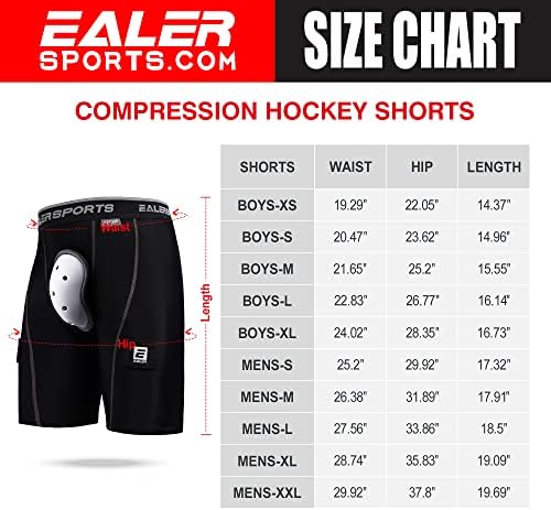Хокеј панталони за компресија на Елер HCP со атлетски чаши и чорапи табулатори, хокеј џок за мажи и момчиња - возрасни и млади