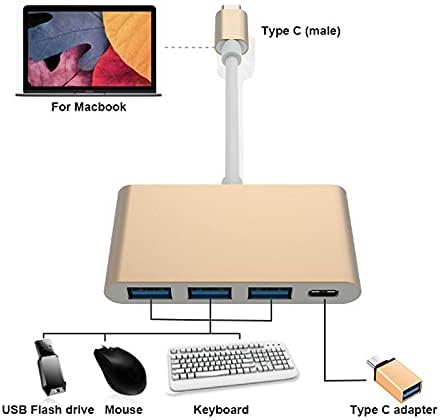 CHYSP USB3.0, 5Gbps со голема брзина на пренос тип C до USB 3.1/PD+3USB 3.0 HUB адаптер USB тип Ц центар