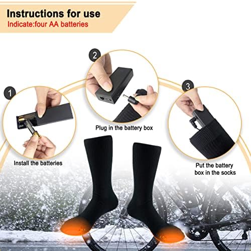 Загреани чорапи за мажи жени, батерии управувани со електрични загреани чорапи, што се перат црно за ловско кампување скијање зимски спортови