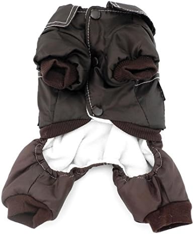 Smalllee_lucky_store Мало кучиња палто воено руно наредено јакна четири нозе со нозе зимски снежни облека за миленичиња, големи, кафеави