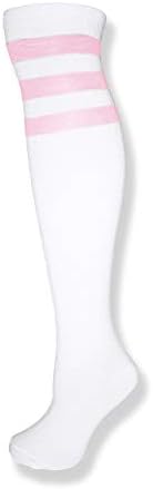 Неонски Нација Унисекс Бело Колено Висок Тим Цевка Чорапи Со Различни Обоени Ленти