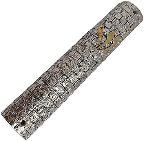 Стилски 6 Ерусалим Блескав сребрен камен и злато Шин Мезуза Мезуза од Израел има потреба од свиток од 12 см