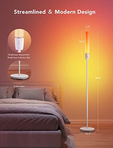 Govee Smart RGBIC LED ленти светла 65,6ft пакет Цилиндрична ламба, LED агол ламба со контрола на апликации Wi-Fi, паметен подни ламба со