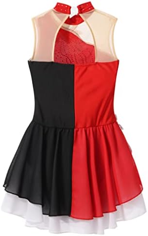 Асиметричен резервоар за бои на џета девојки без ракави, асиметричен резервоар за блокирање на боја, лирски модерен современ костум
