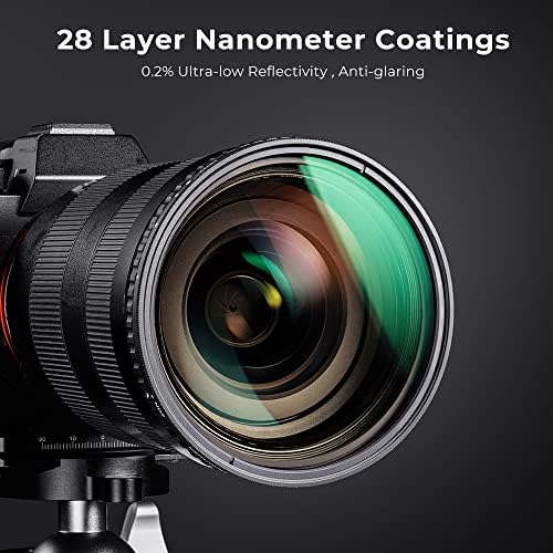 K&F Concept 58mm Променлива ND филтер ND2-ND32 Филтер за леќи на фотоапаратот No X Cross HD неутрален филтер за густина со 28 повеќеслојни