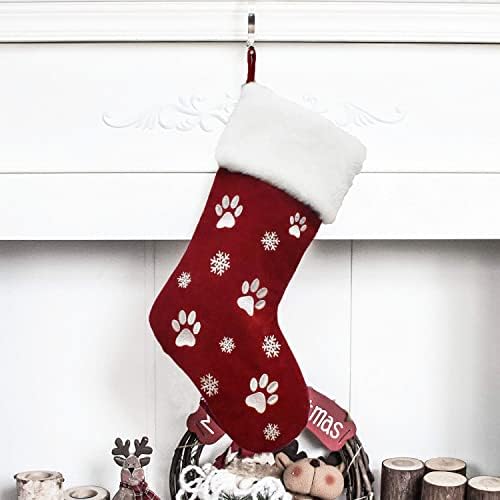 Божиќни чорапи торба за подароци - 17.7in Фази чорапи Божиќ висини торби слатки Божиќни мачки клова чорапи Божиќни чорапи декор