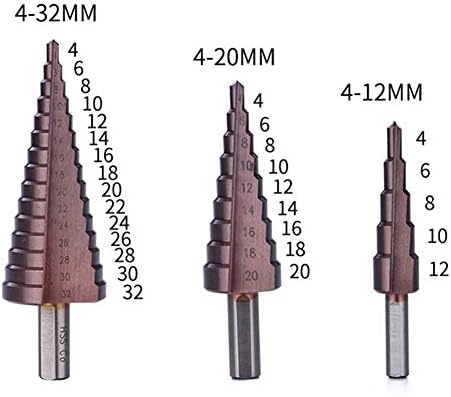 Дупки за чекори за дупчење Кобалт чекор вежба Сет 4-12/4-20/4-32 mm Алатка за напојување за вежба за метален конусен триаголник бит