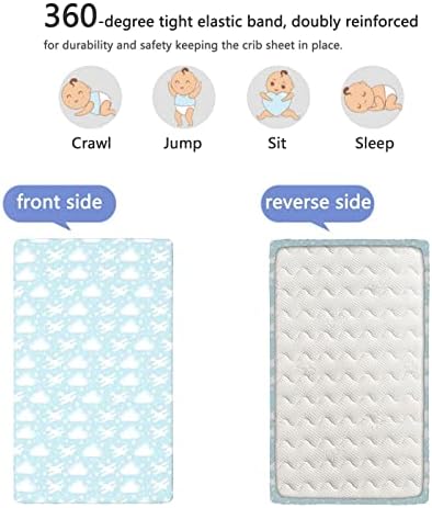 Расадник авион со тематски вграден креветче за креветчиња, стандарден душек за креветчиња, вграден лист меки и дишени чаршафи - чаршафи