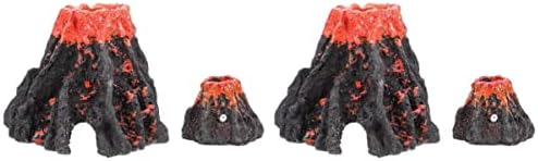Toyvian желка декор желка декор декор на влекачи 4 парчиња лажен вулкан мини вулкан статуа риба резервоарот меур планински минијатурен вулкан