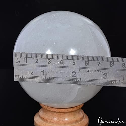 Gemsindia 4700 CT Природна бела кварц камења од камен кристална сфера заздравување топка w 3,3 ~ ~ 3,3 ”