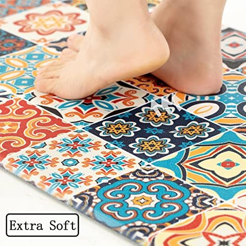 Jabogrii анти -замор душеци за кујнски подот, PVC не лизгачки кујнски килим 2 парчиња перничиња за стоење на стојат лесни за чистење