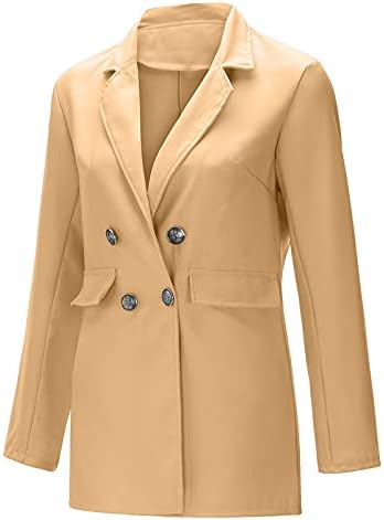 Јакни со блејзер за жени модна деловна каузална јакна костум плус големина јакна блејзер лапел долги ракави канцеларија формален
